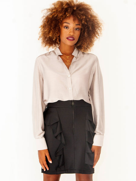Grey frill top pencil skirt