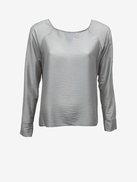 Grey Silk Blend Smart Casual Blouse