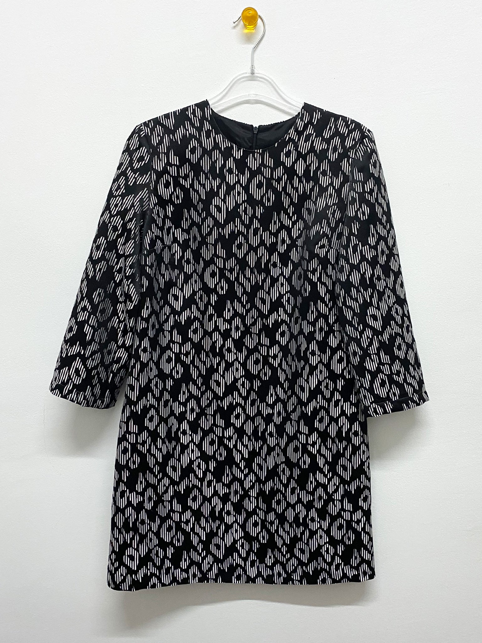 Jacquard Straight Cut Black Grey Dress