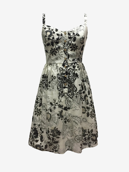 Cream-Black Print Summer Dress