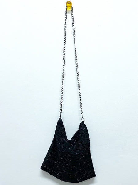 Black Lurex Wool Blend Hand Warmer Bag