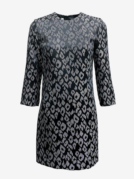 Straight Cut Black & Grey Jacquard Dress