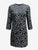 Straight Cut Black & Grey Jacquard Dress