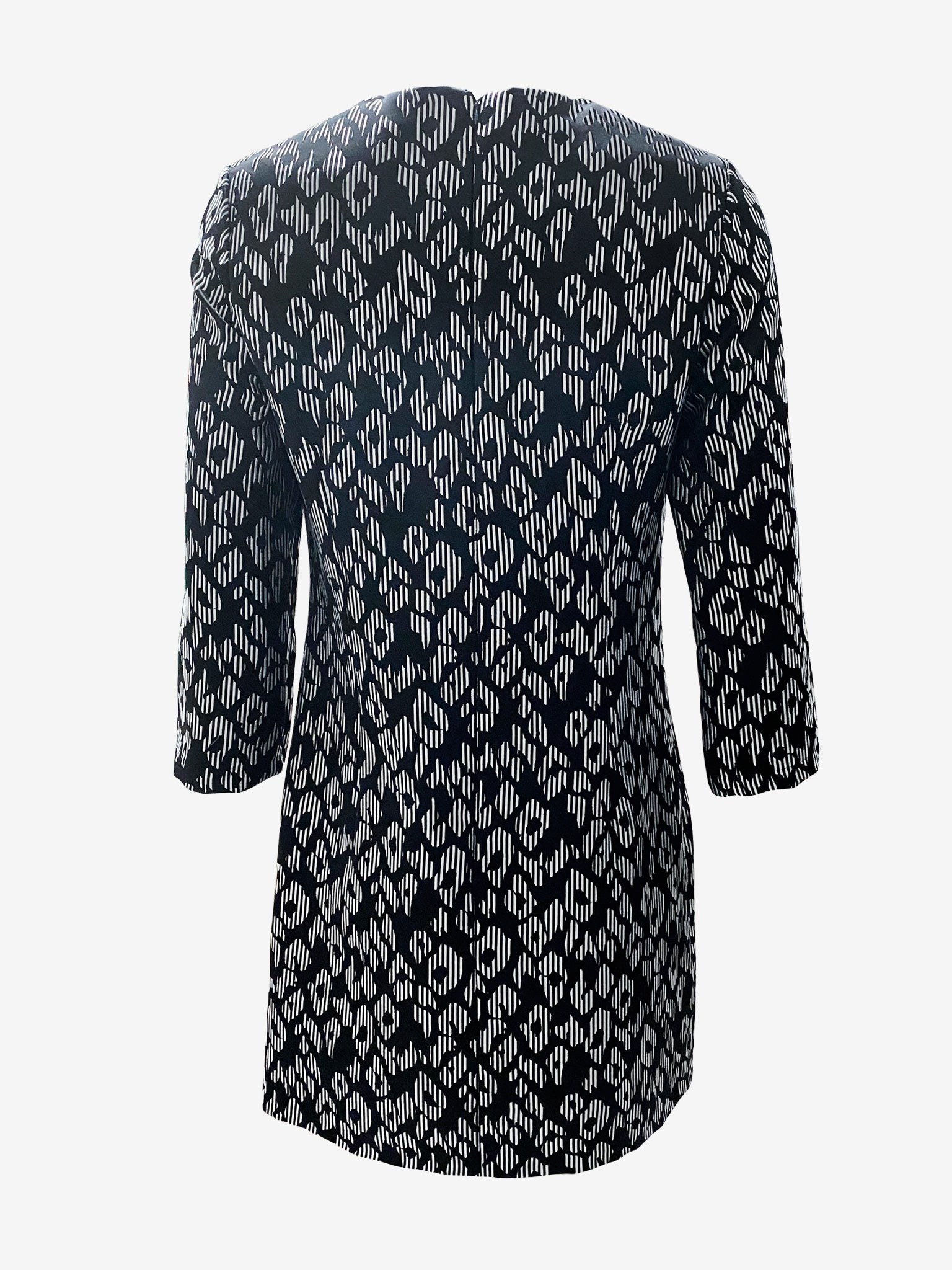 Straight Cut Black & Grey Jacquard Dress