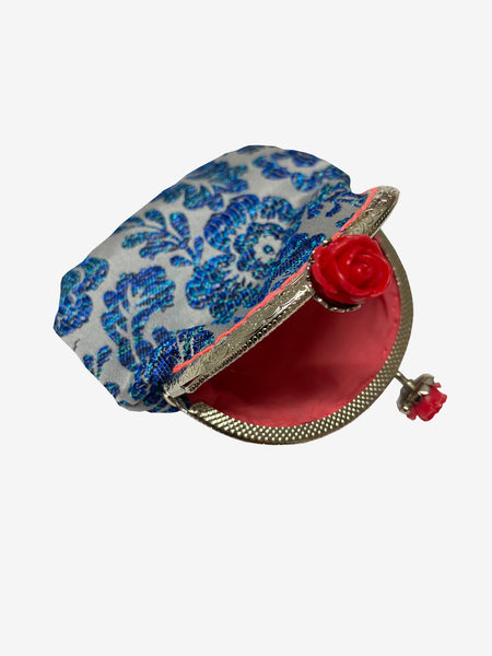 Handmade Coin Purse in Blue & Red