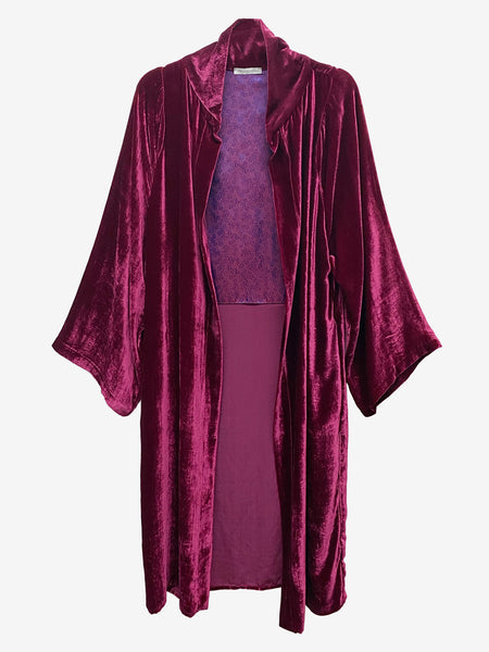 Cherry Silk Blend Velvet Kimono