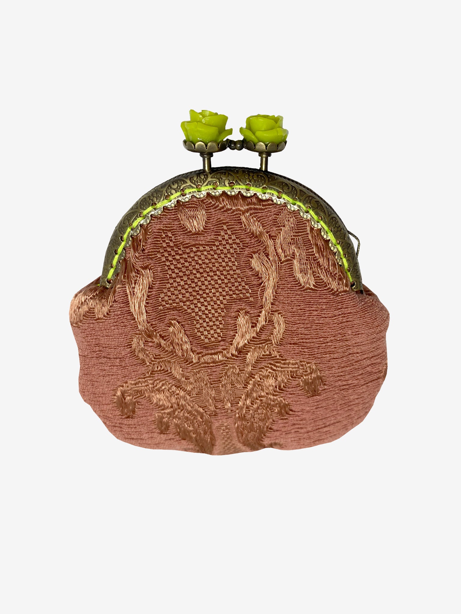 Handmade Coin Purse in Copper & Lime
