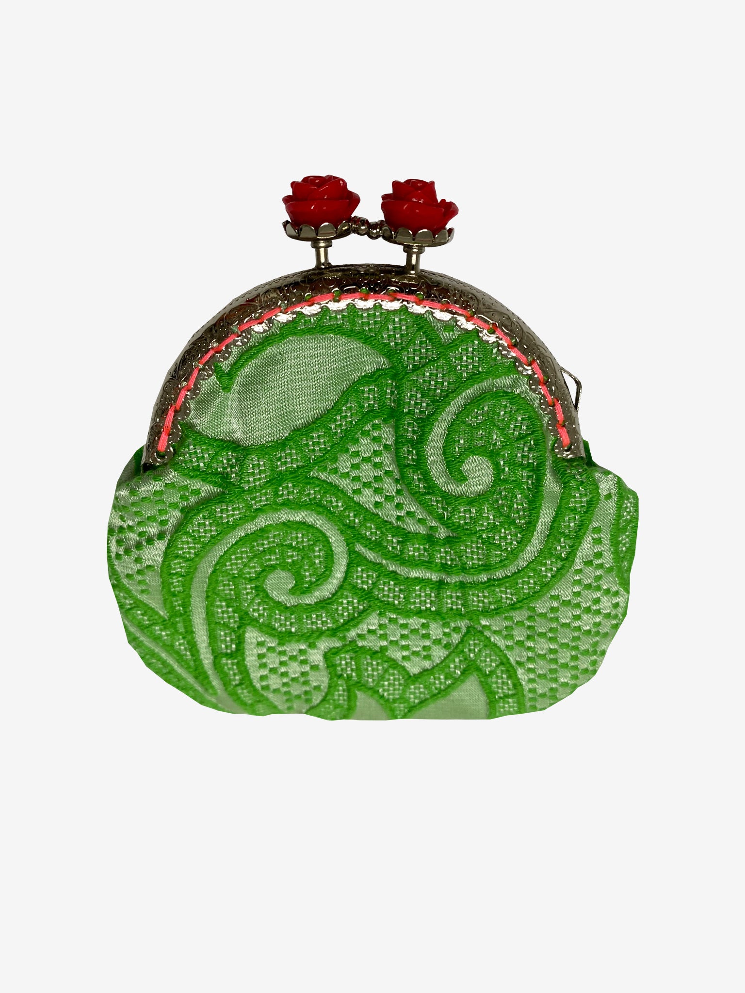 Handmade Coin Purse in Green & Red