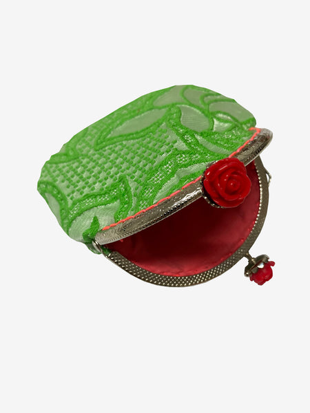 Handmade Coin Purse in Green & Red