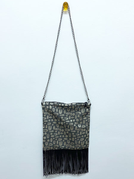 Grey Gold Parisian Fringed Bag