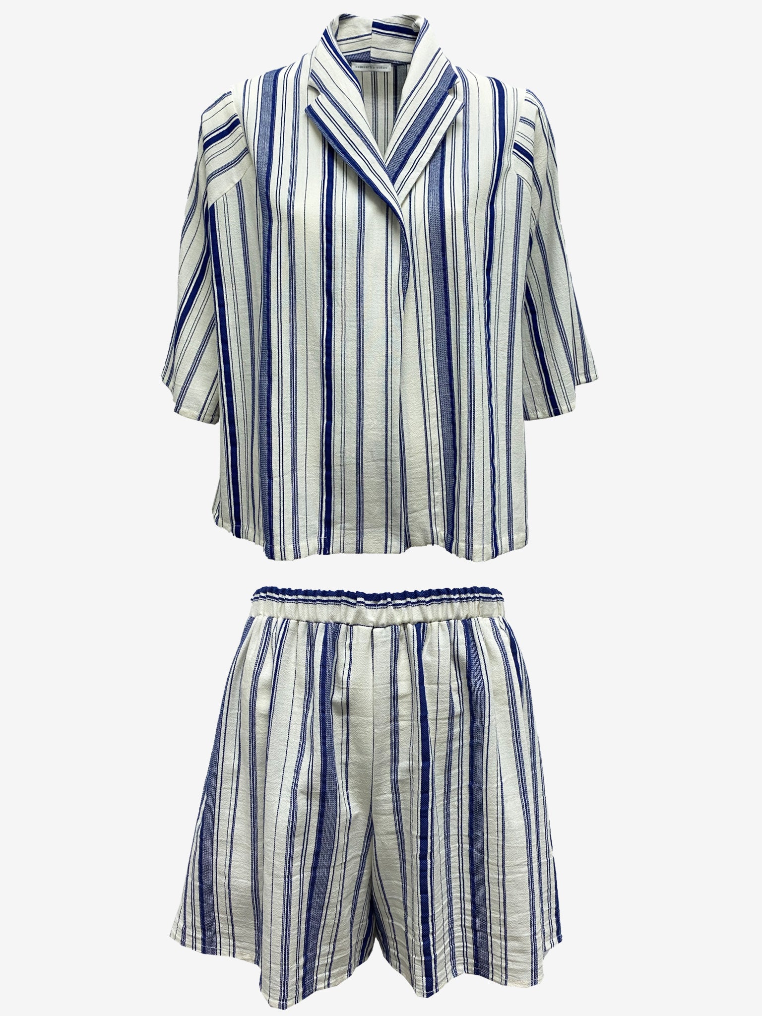 Navy Striped Resort Jacket Short Set For Women Samantha Sotos