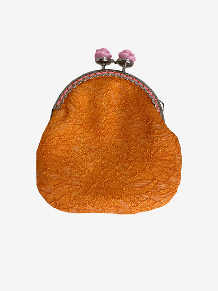 Handmade Coin Purse in Orange & Pink