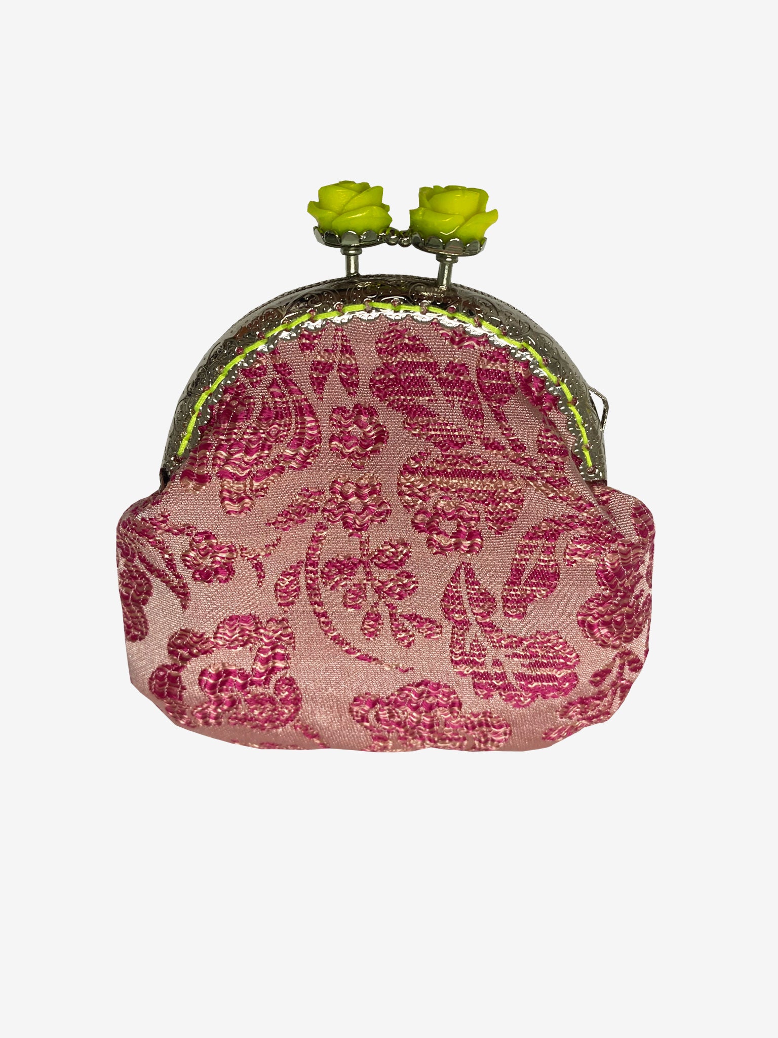 Handmade Coin Purse in Pink & Lime