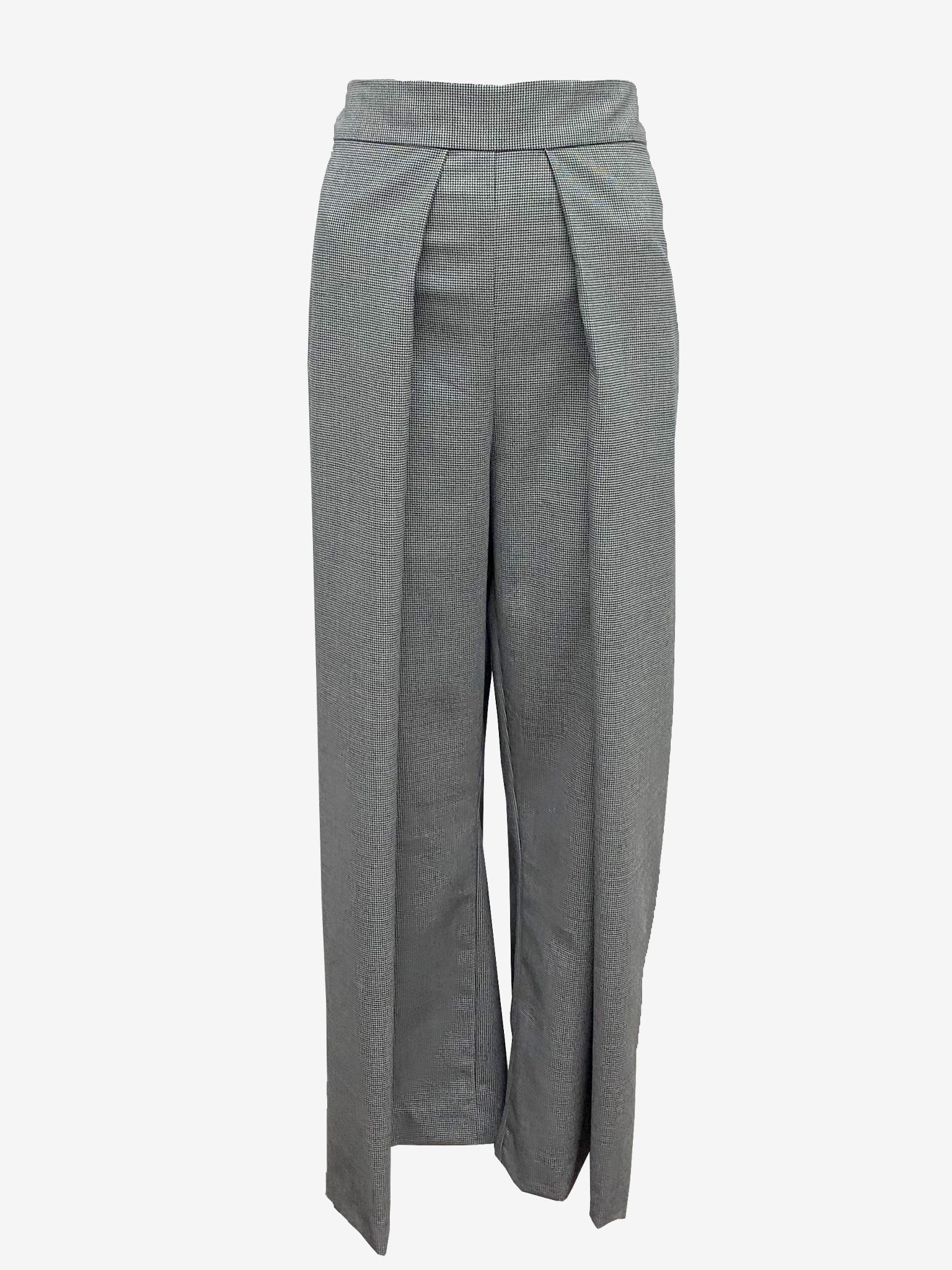 Pied De Poule Wide Pleat Pants