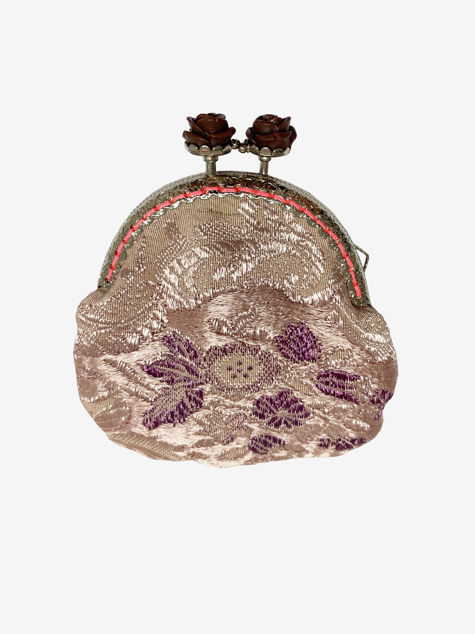 Handmade Coin Purse in Powder & Burgundy