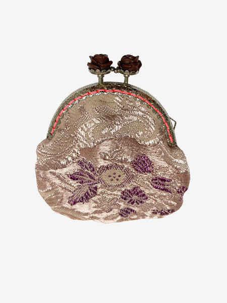 Handmade Coin Purse in Powder & Burgundy