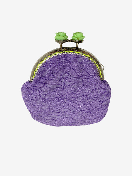 Handmade Coin Purse in Purple & Green