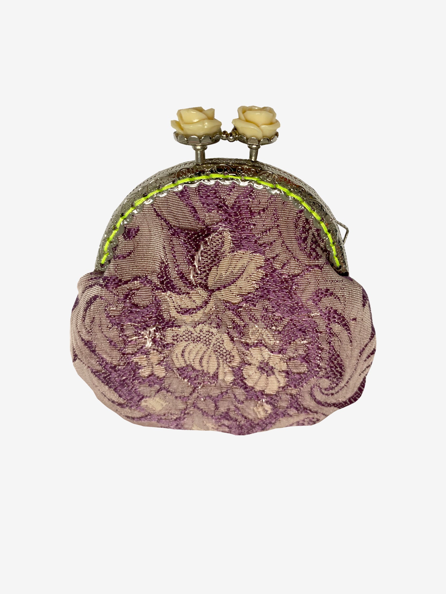 Handmade Coin Purse in Violet & Ecru