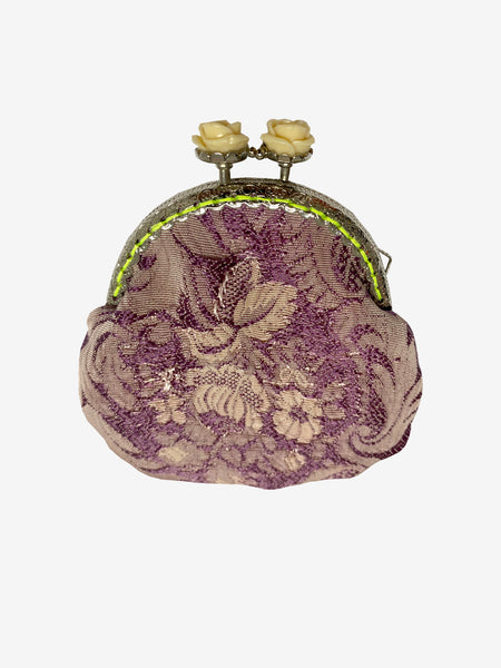 Handmade Coin Purse in Violet & Ecru