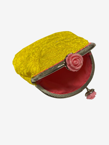 Handmade Coin Purse in Yellow & Pink