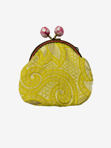 Handmade Coin Purse in Lemon & Pink