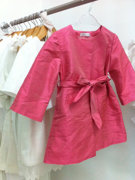 Fuchsia Silk Trench Coat