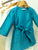 Turquoise Silk Trench Coat