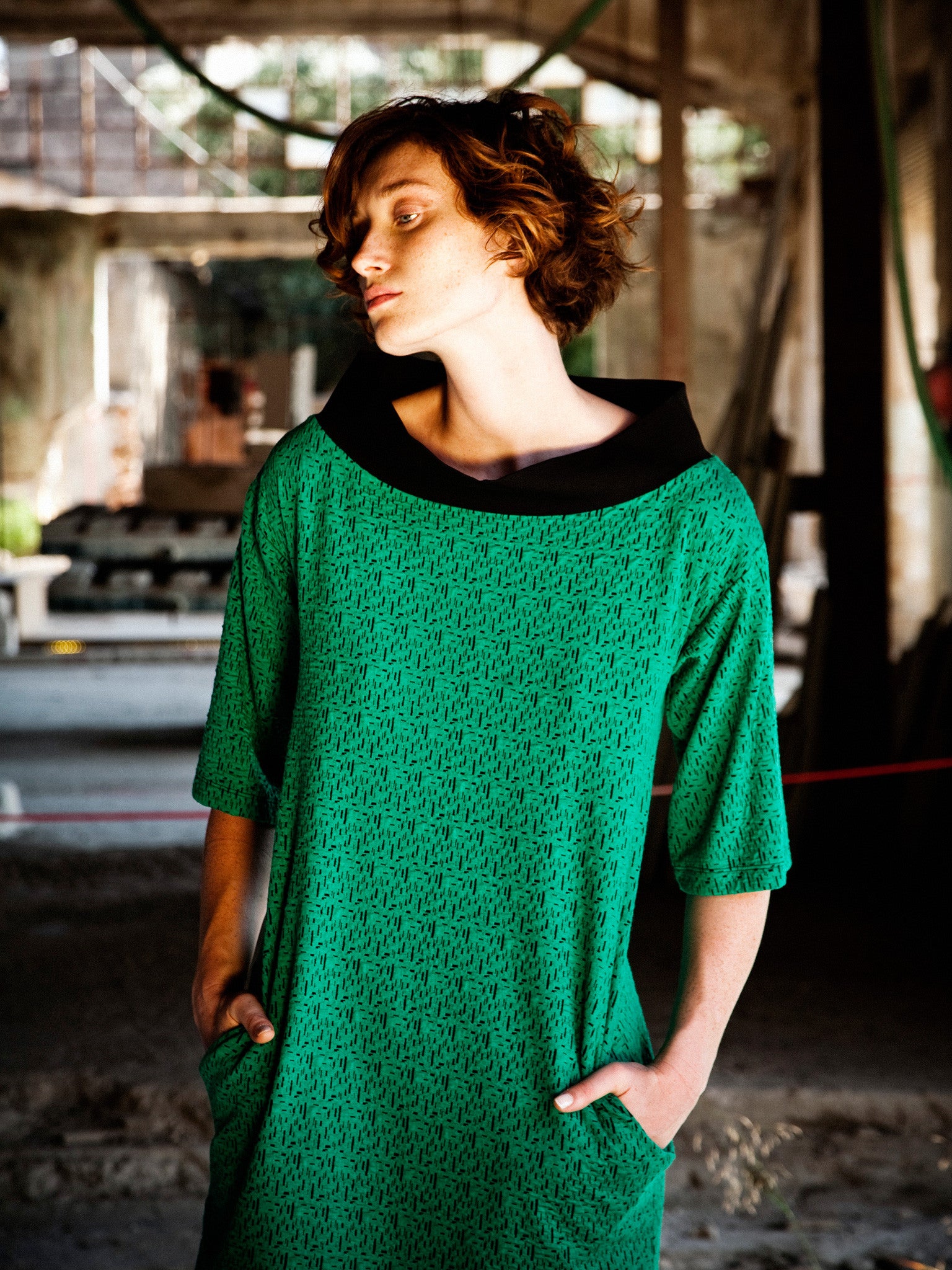 Green Knit Box Dress