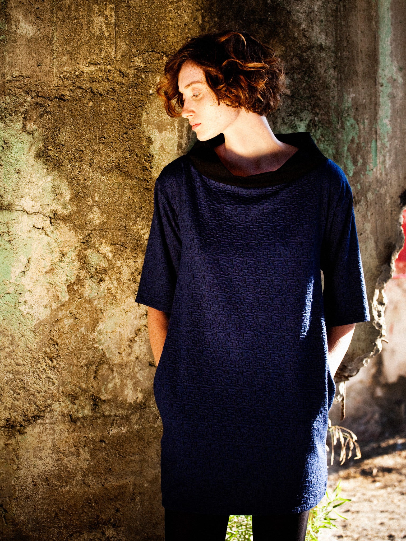 Navy Knit Box Dress