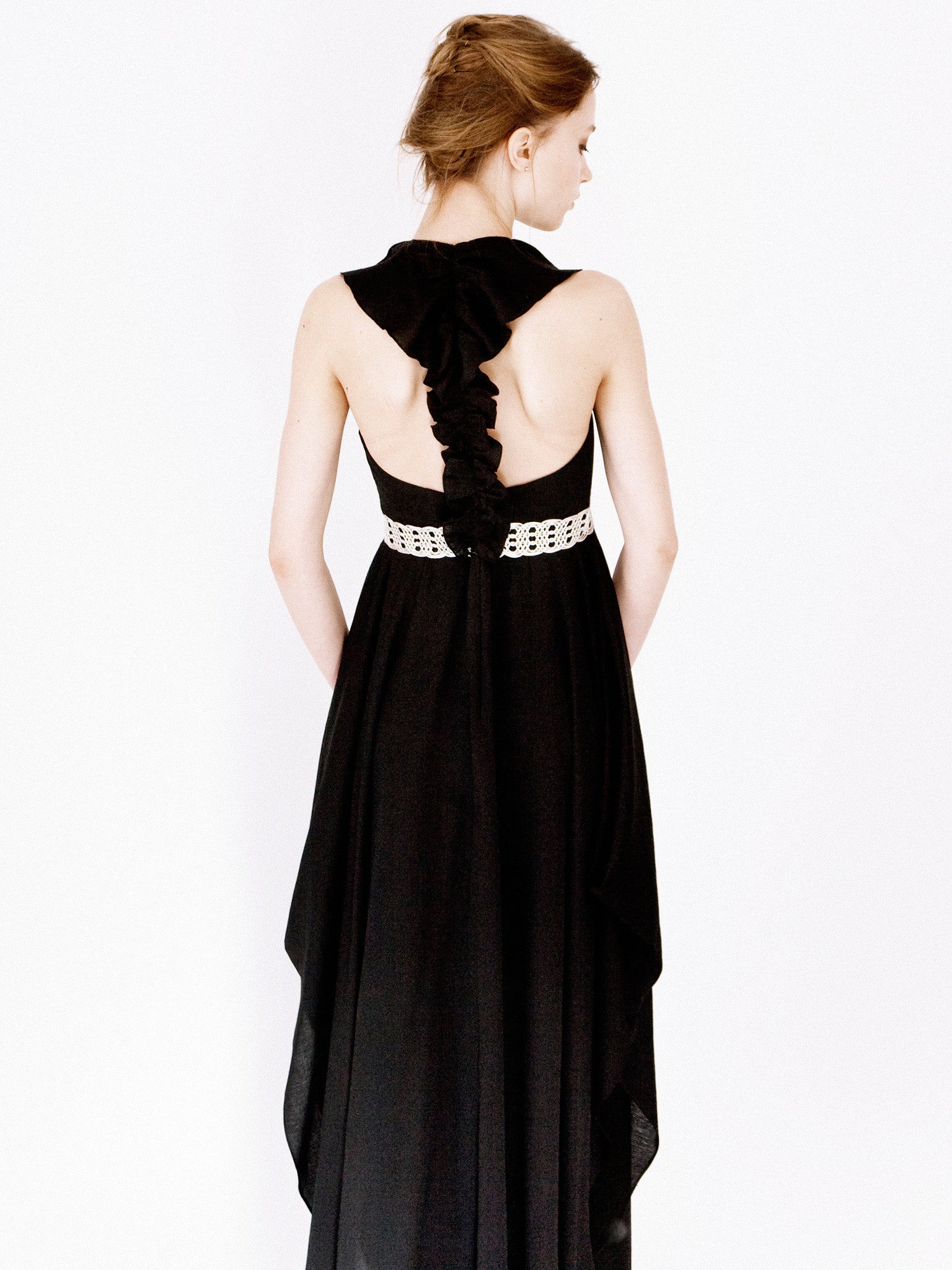 Draping Evening Dress With Spinal Frill