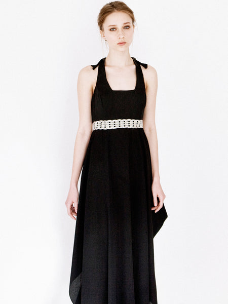 Draping Evening Dress With Spinal Frill