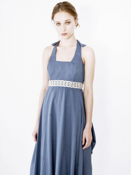Draping Evening Dress With Spinal Frill