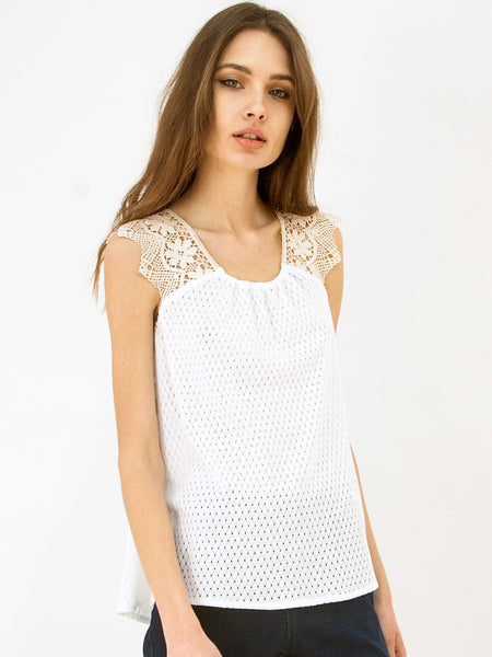 Cotton Knit Tunic Top White