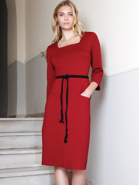 Smart Red Office Dress