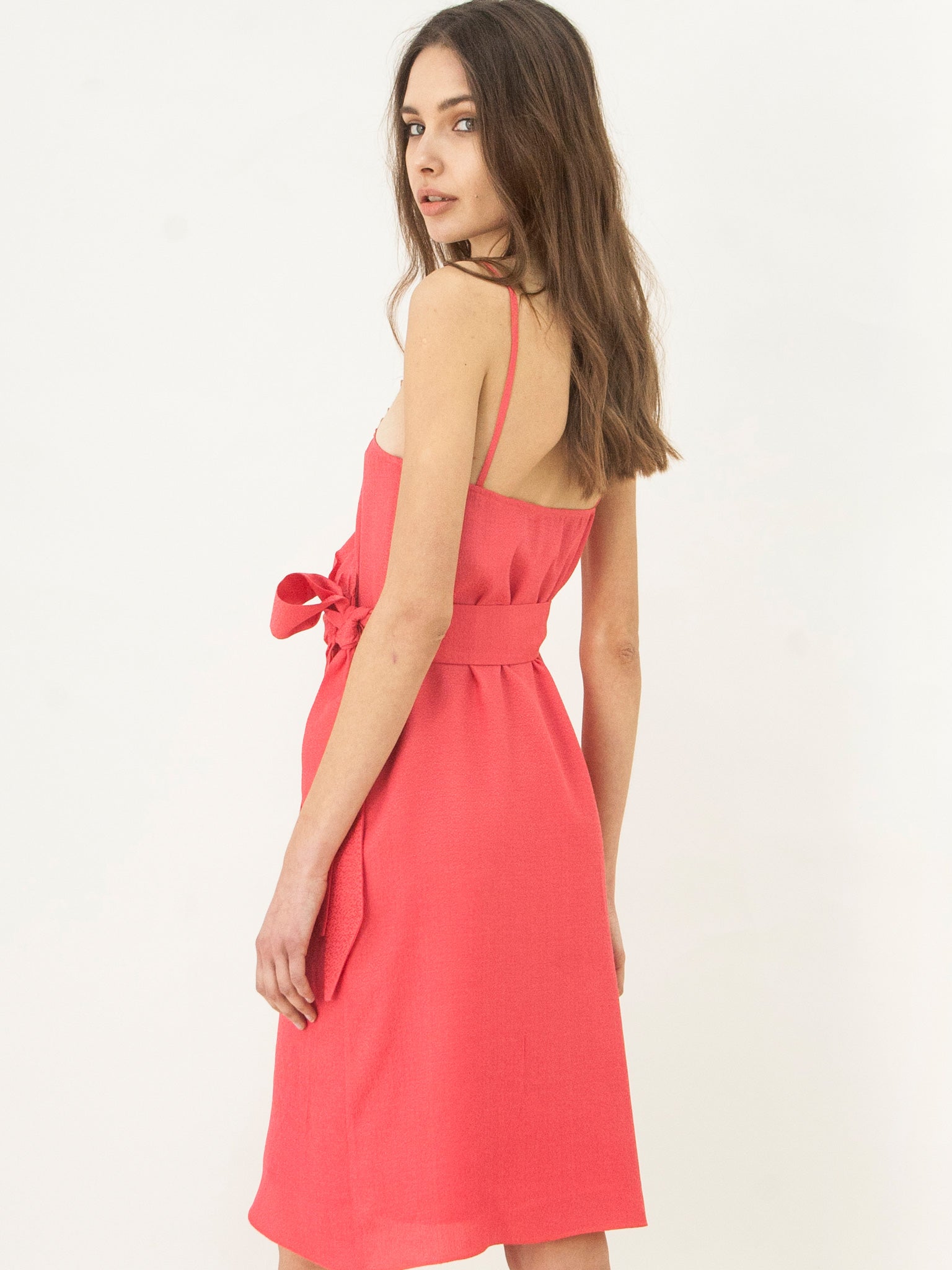 Watermelon Silk Blend Wrap Dress