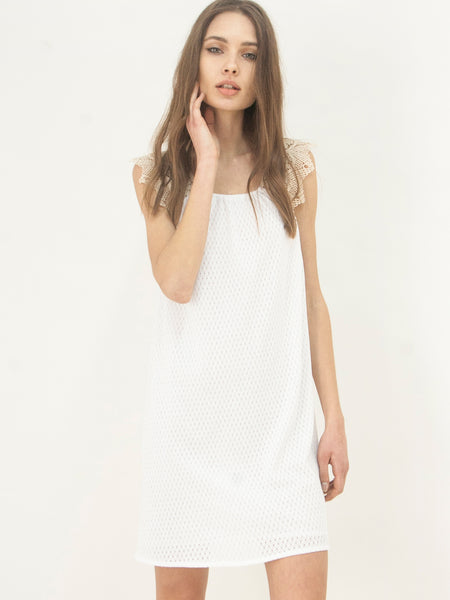 Cotton Knit Tunic Dress White
