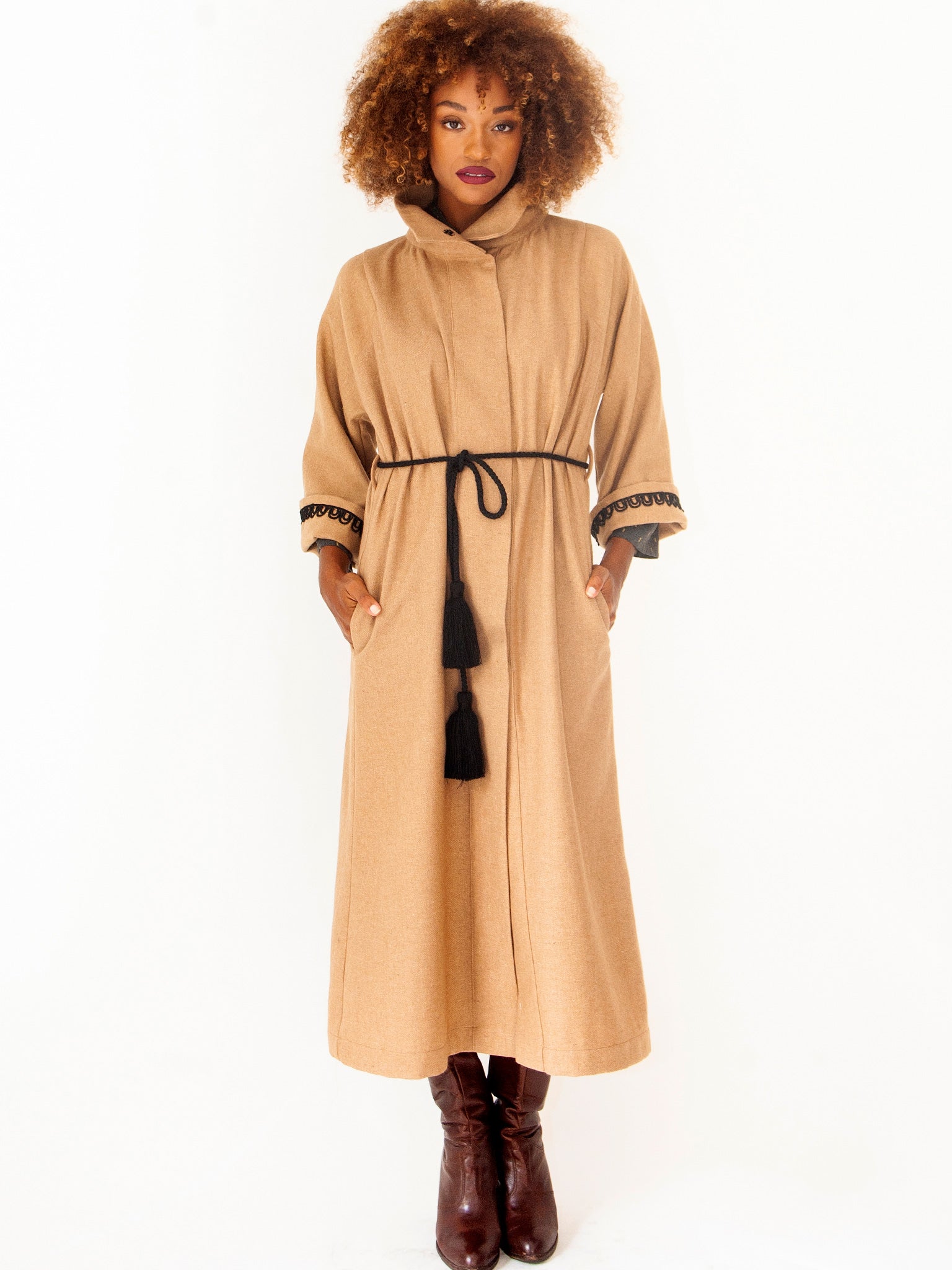 Camel Shielding Grecian Long Coat