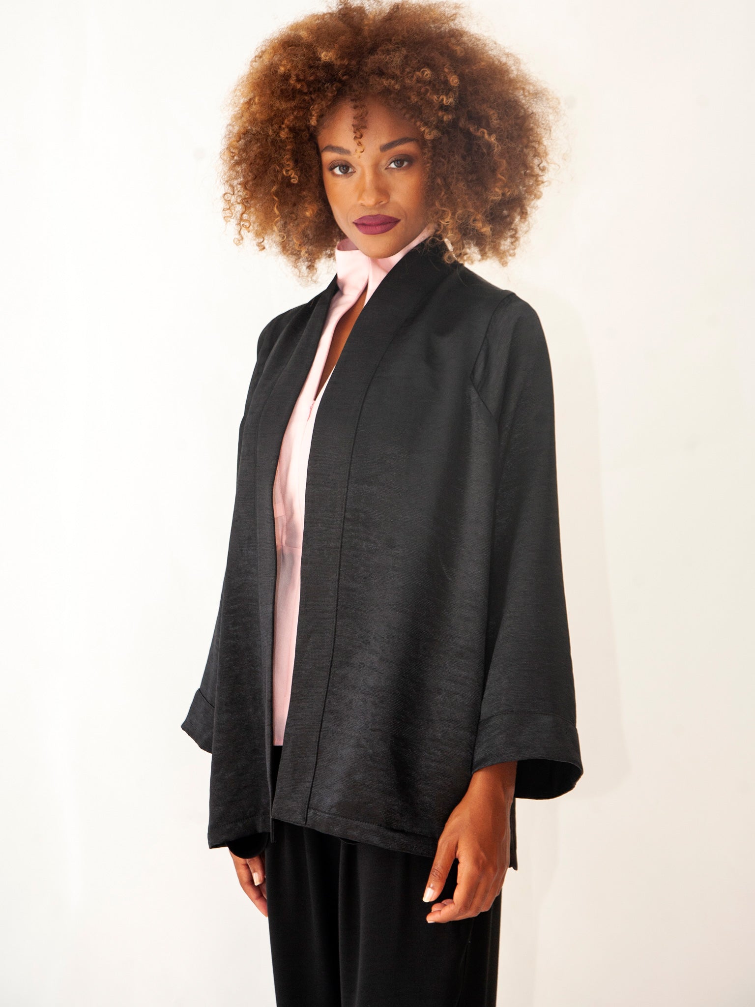 Black Shimmering Kimono Jacket