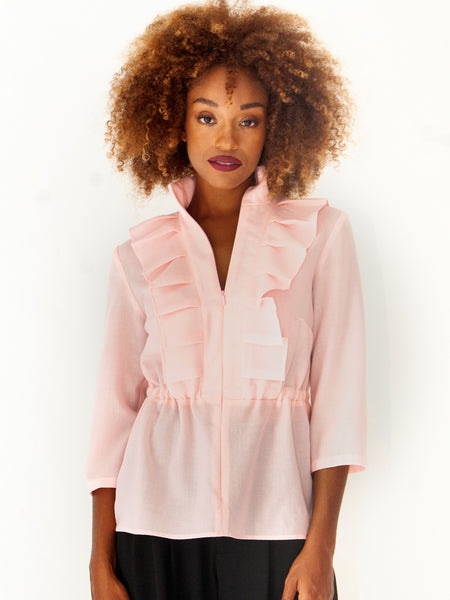 Blush Wool Frilly Blouse
