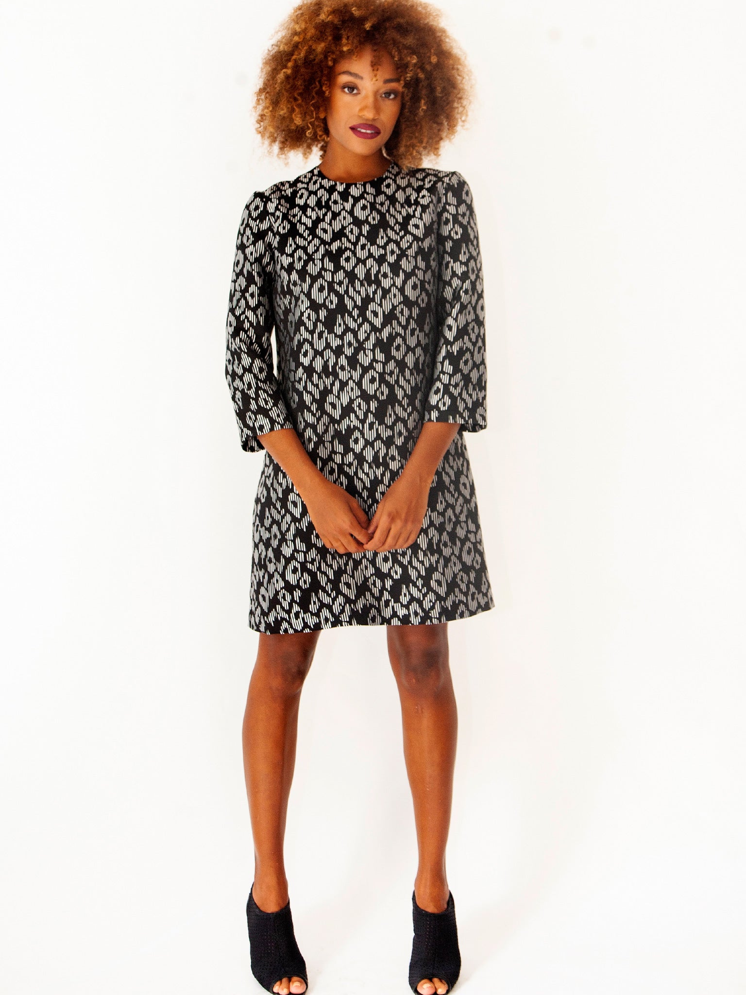 Graphic Jacquard Cocktail Dress