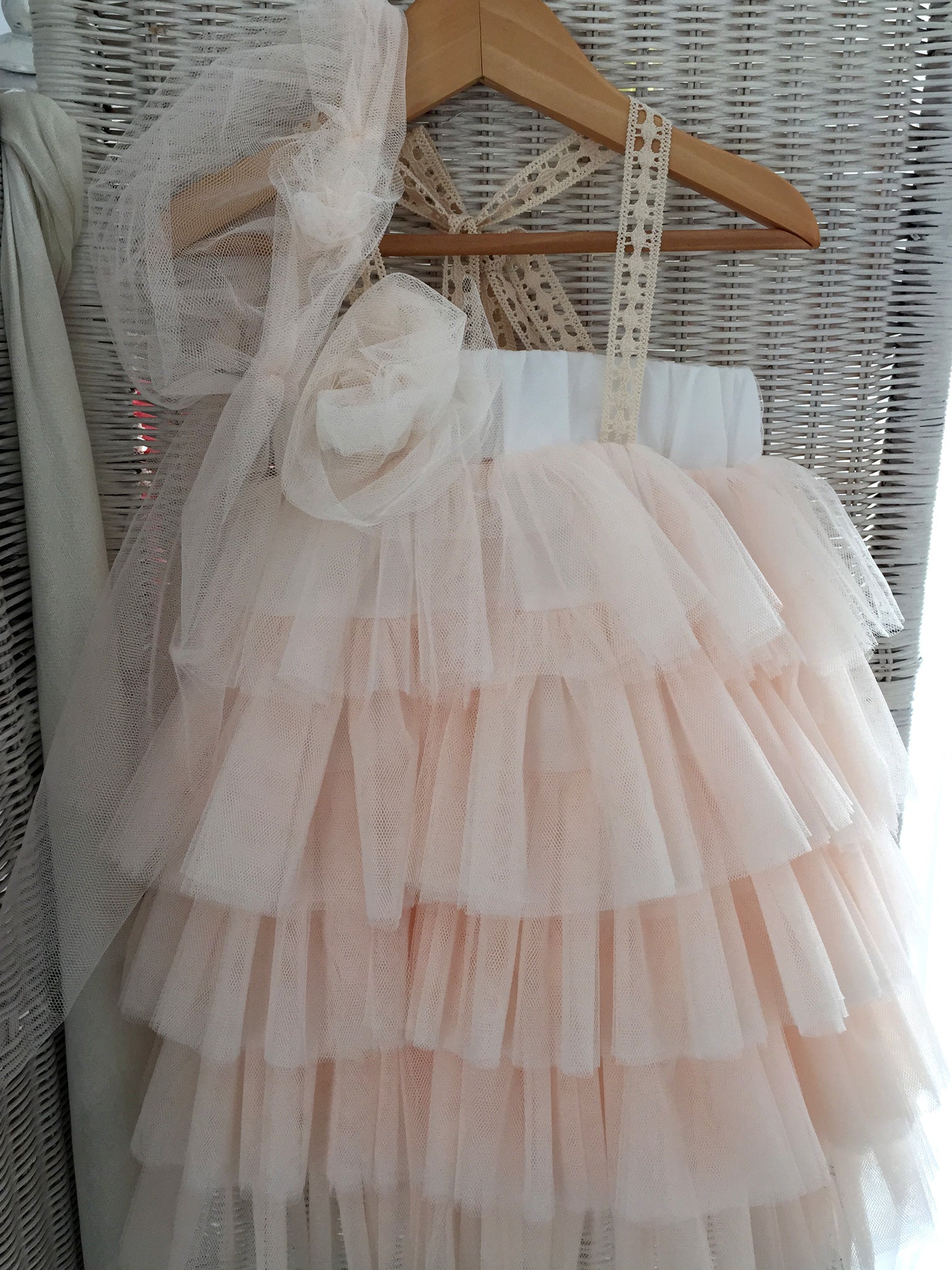 Apricot Layered Tulle Dress