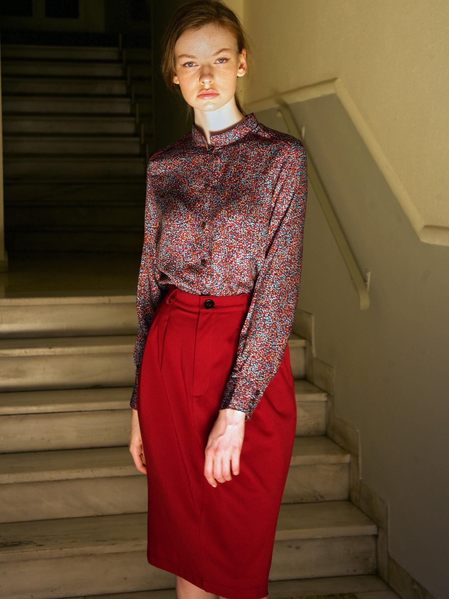 Long Red Pencil Skirt Red Skirt Combination Top Red Pencil Skirt