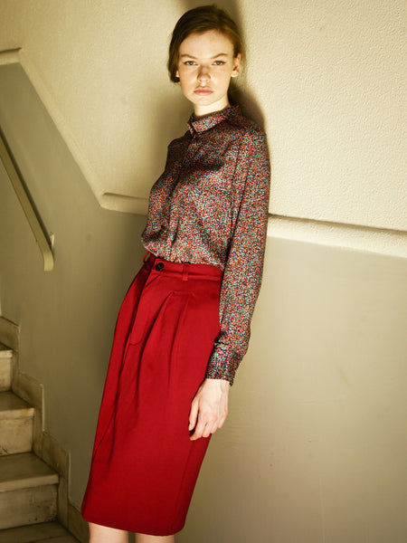 Red Office Day Pencil Skirt