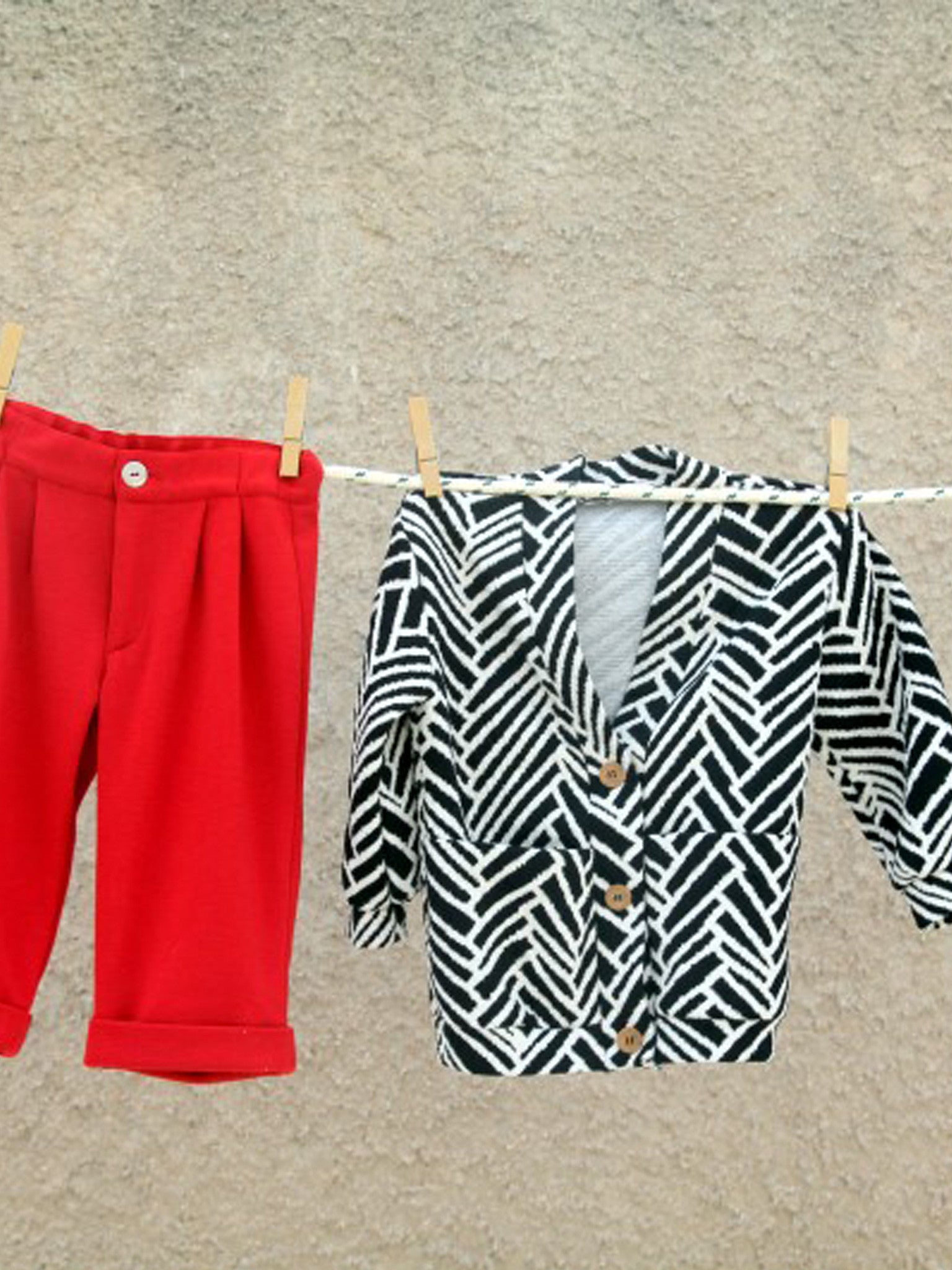 Graphic Zebra Cardi And Red Pants