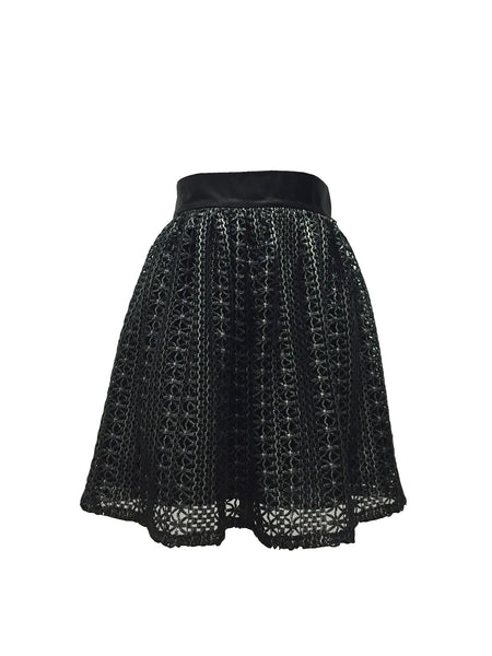 Silver Black Foil Lace Party Skirt
